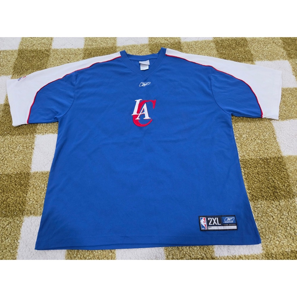 Reebok NBA Los Angeles Clippers Shooting Shirt Mens 2XL Blue Mesh V-Neck Jersey